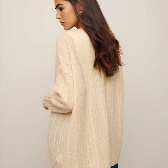 Reformation Giusta Oversized Cashmere Cardigan, beige (small) - Picture 7 of 8